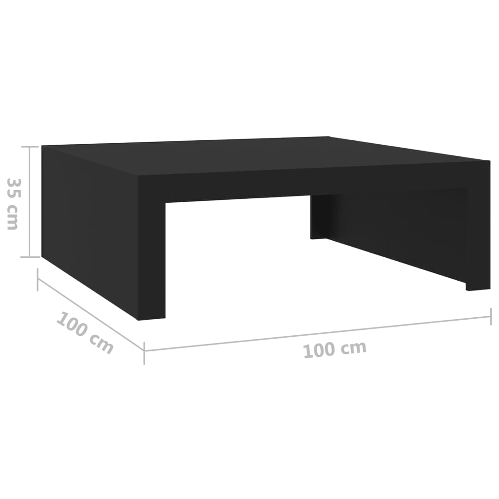 vidaXL Table basse noir 100x100x35 cm bois d'ingénierie