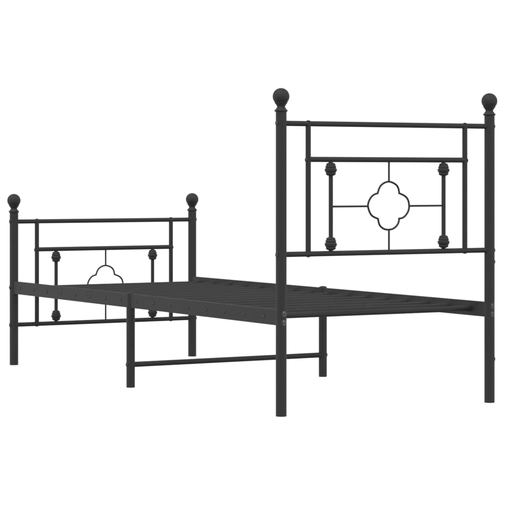 vidaXL Cadre de lit métal sans matelas avec pied de lit noir 80x200 cm