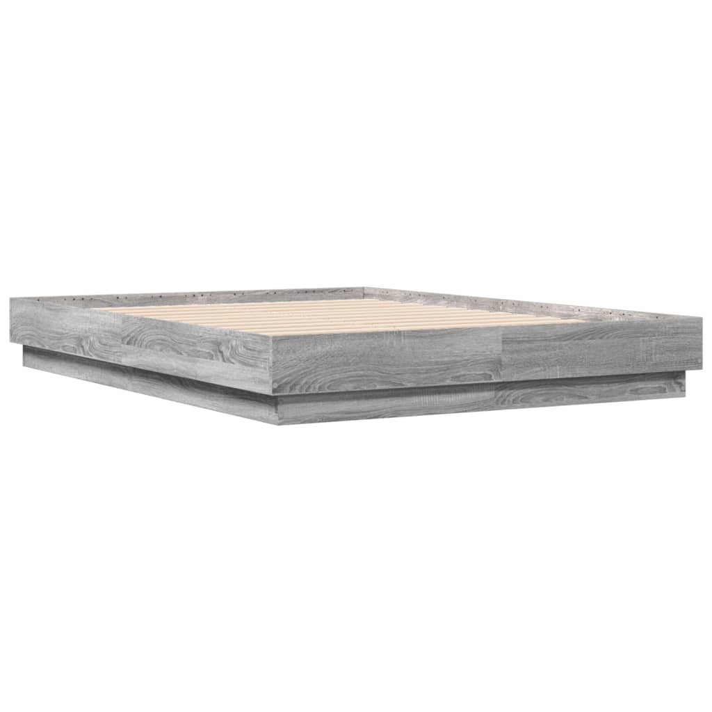 vidaXL Cadre de lit avec LED sans matelas sonoma gris 140x190 cm