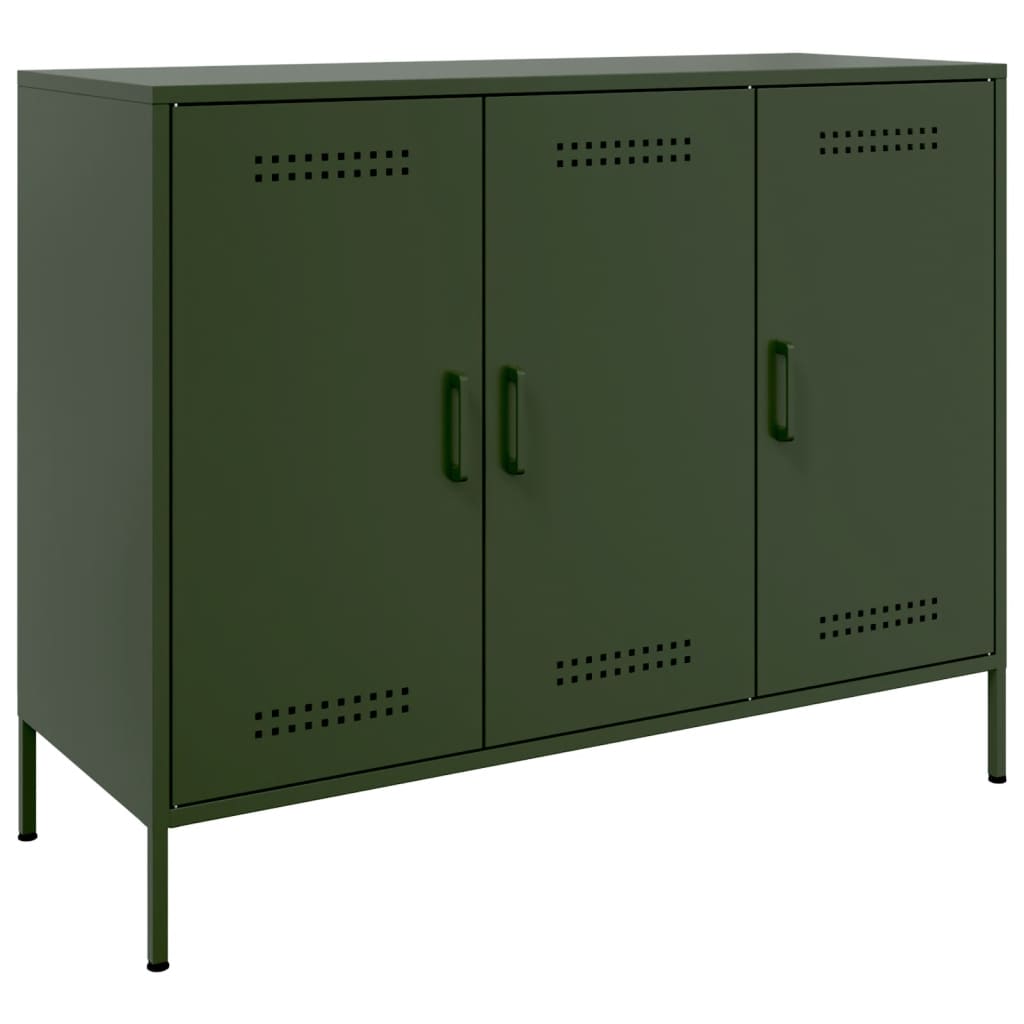 vidaXL Buffet vert olive 100,5x39x79 cm acier