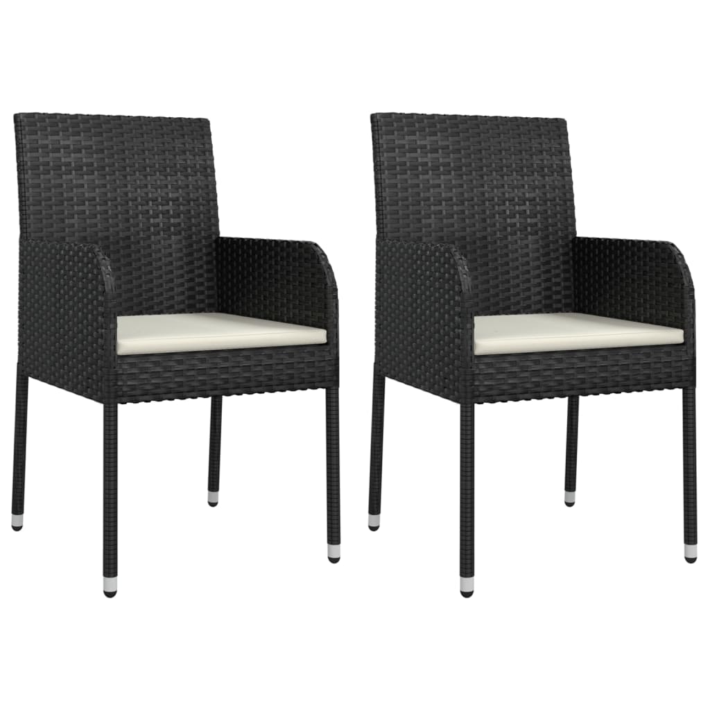 vidaXL Chaises de jardin lot de 2 avec coussins Résine tressée Noir