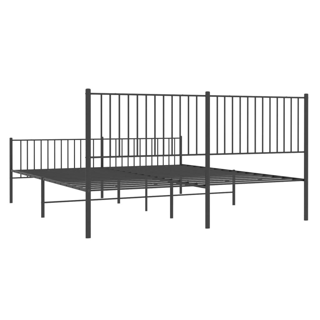 vidaXL Cadre de lit métal sans matelas avec pied de lit noir 200x200cm