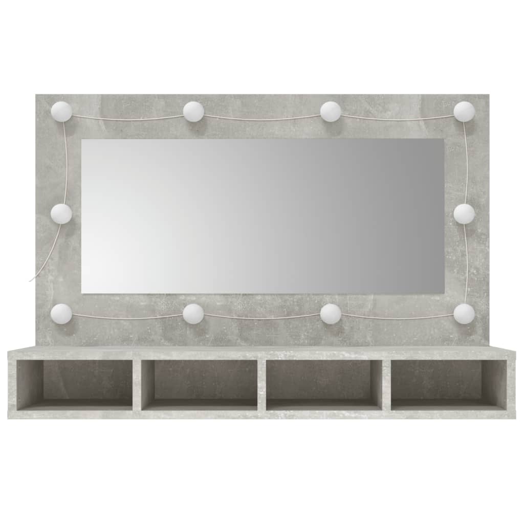 vidaXL Armoire à miroir avec LED Gris béton 90x31,5x62 cm