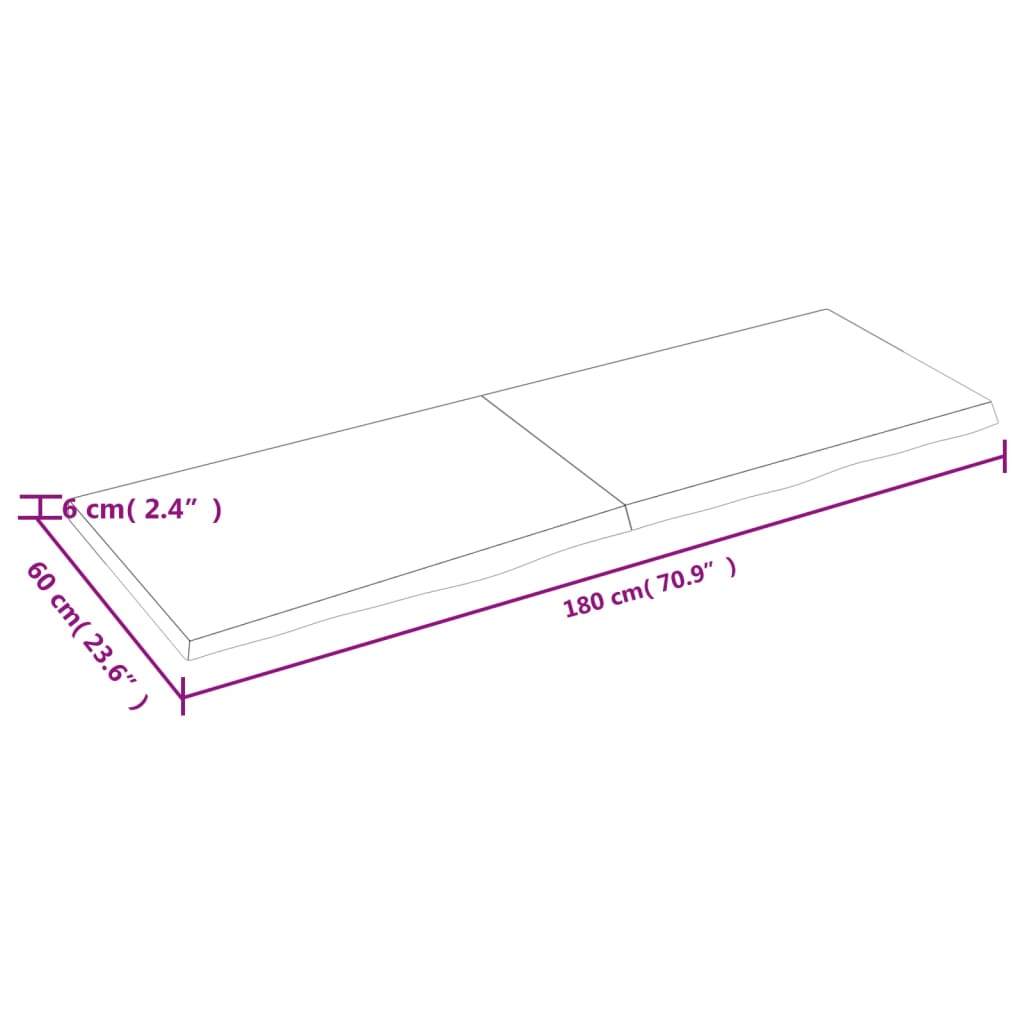 vidaXL Dessus de table 180x60x(2-6) cm bois de chêne massif non traité