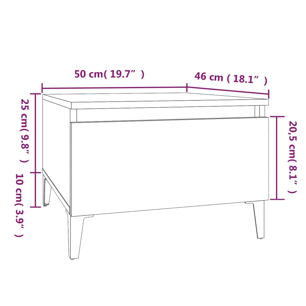 vidaXL Table d'appoint Chêne sonoma 50x46x35 cm Bois d'ingénierie
