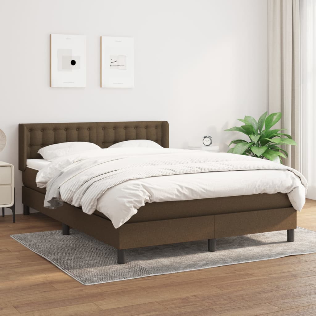 vidaXL Sommier à lattes de lit avec matelas Marron foncé 140x190 cm