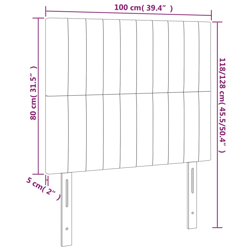 vidaXL Tête de lit à LED Rose 100x5x118/128 cm Velours