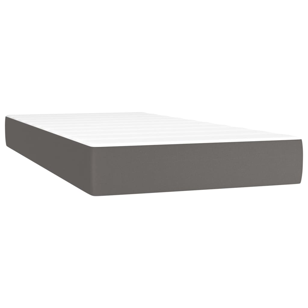 vidaXL Sommier à lattes de lit avec matelas Gris 90x200 cm Similicuir