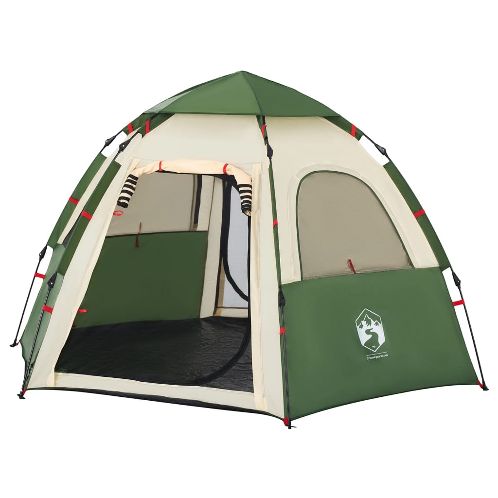 vidaXL Tente de camping cabine 4 personnes vert libération rapide