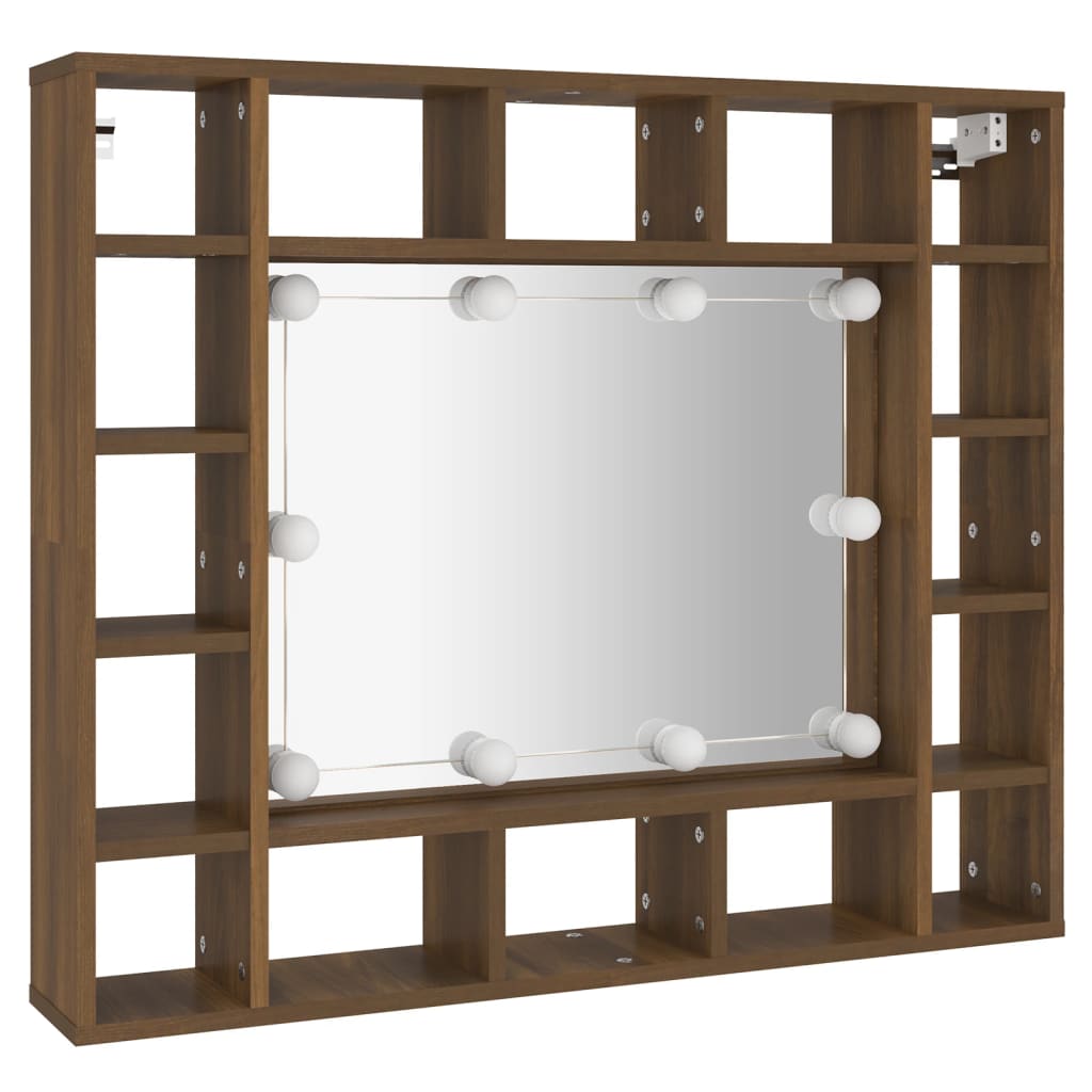 vidaXL Armoire à miroir avec LED Chêne marron 91x15x76,5 cm