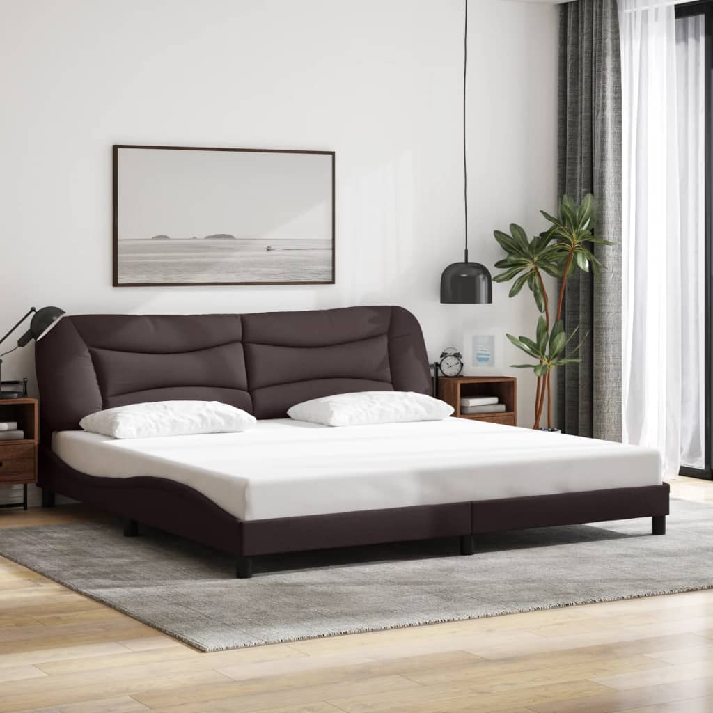 vidaXL Cadre de lit avec tête de lit Marron foncé 200x200 cm Tissu