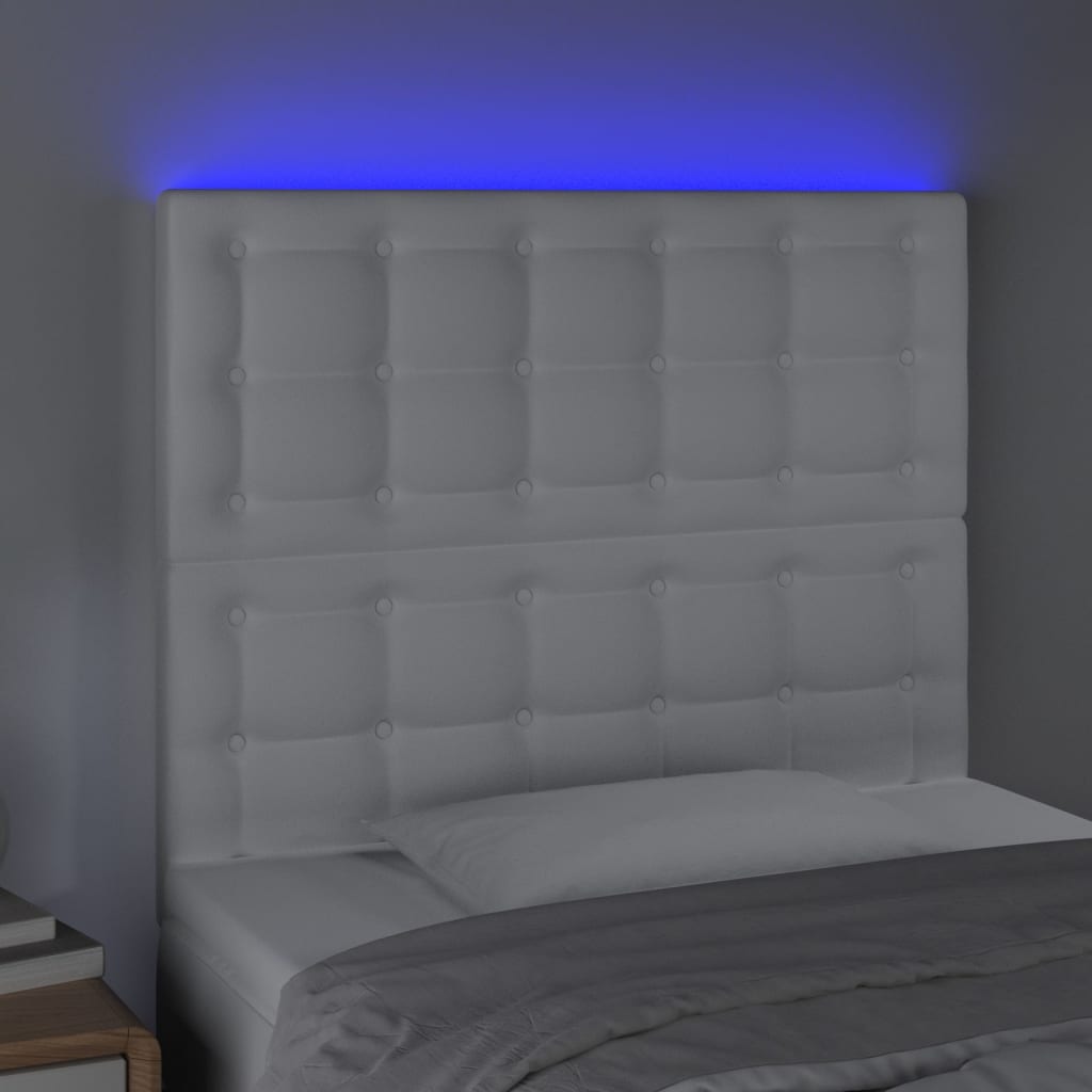 vidaXL Tête de lit à LED Blanc 80x5x118/128 cm Similicuir