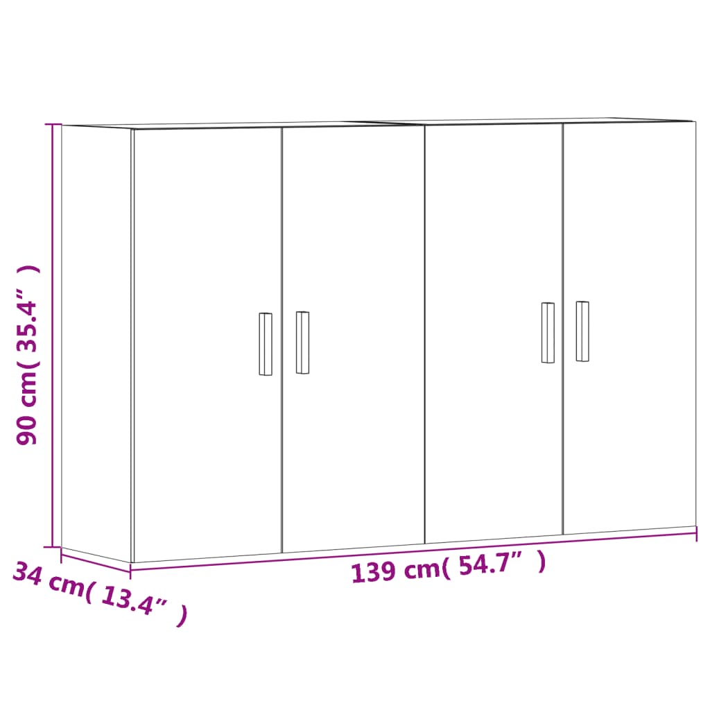 vidaXL Armoires murales 2 pcs chêne marron bois d'ingénierie