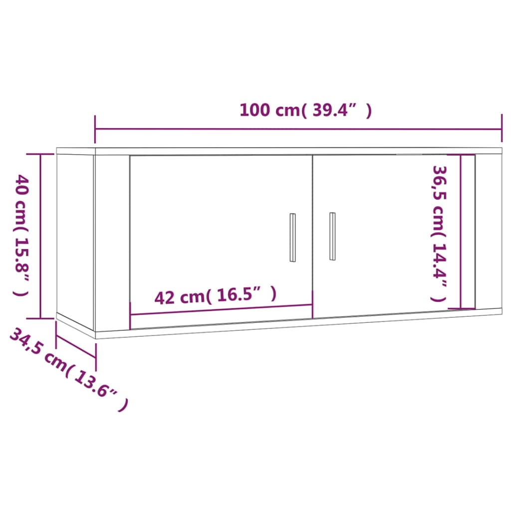 vidaXL Meuble TV mural Blanc brillant 100x34,5x40 cm