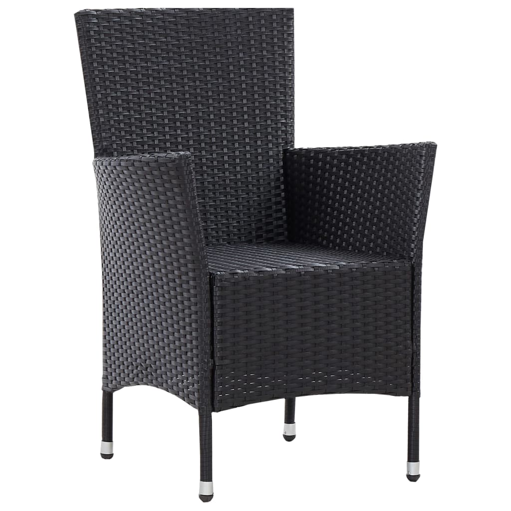 vidaXL Chaises de jardin 2 pcs Noir Résine tressée