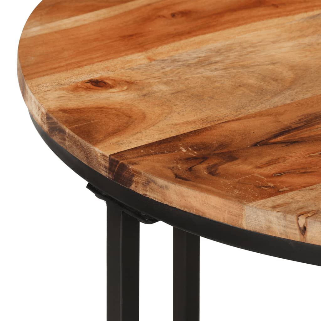 vidaXL Table basse 55x55x45 cm bois massif acacia et fer