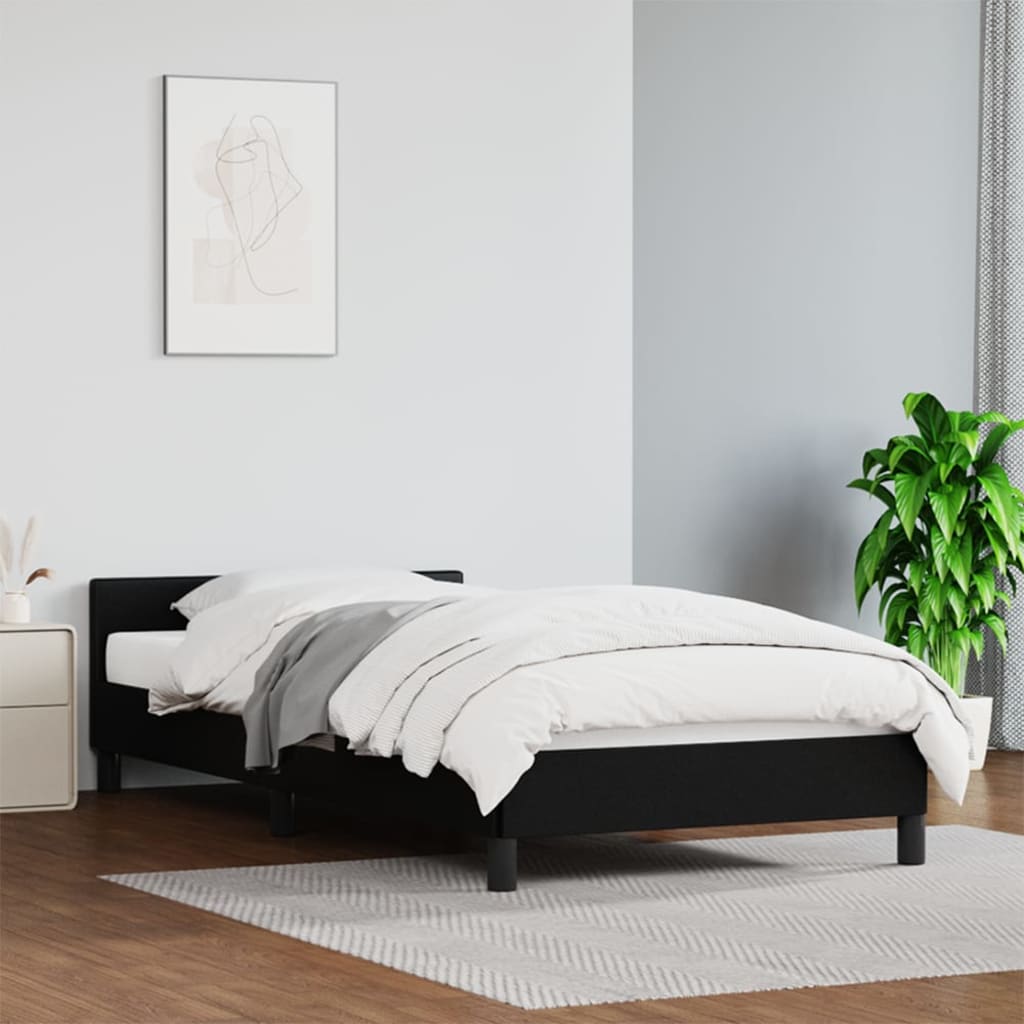 vidaXL Cadre de lit avec tête de lit sans matelas noir 80x200 cm