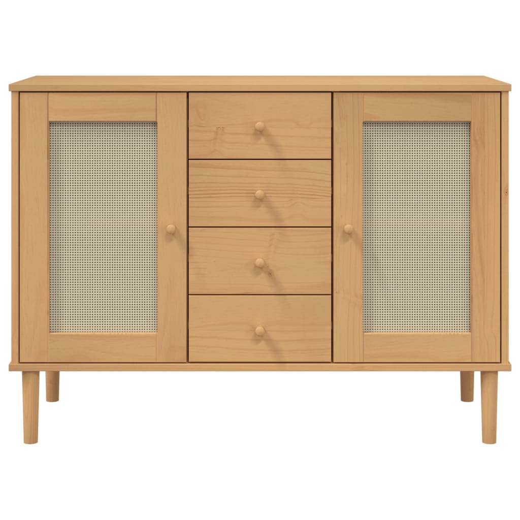 vidaXL Buffet SENJA aspect rotin marron 112x40x80cm bois massif de pin