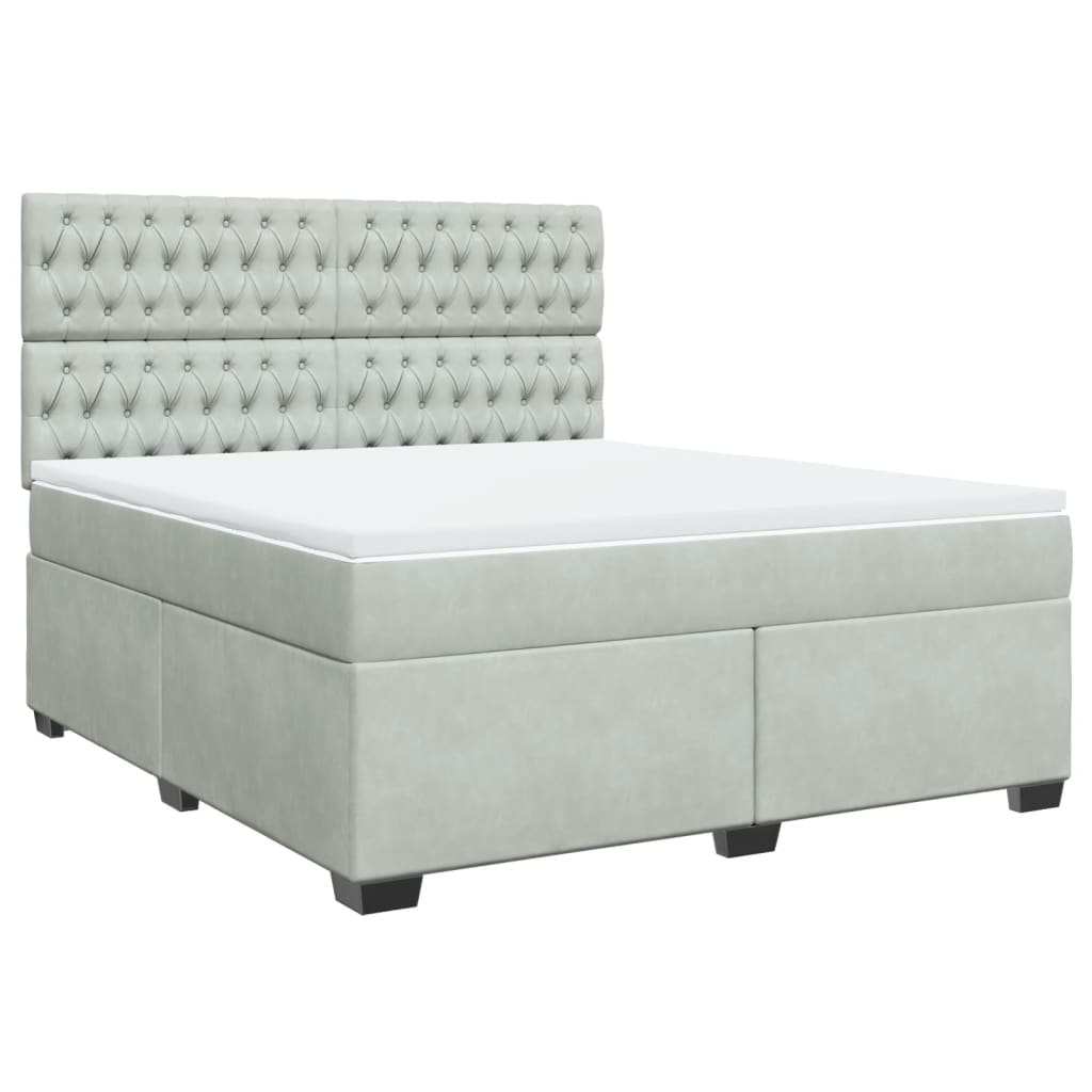 vidaXL Sommier à lattes de lit et matelas Gris clair 180x200cm Velours