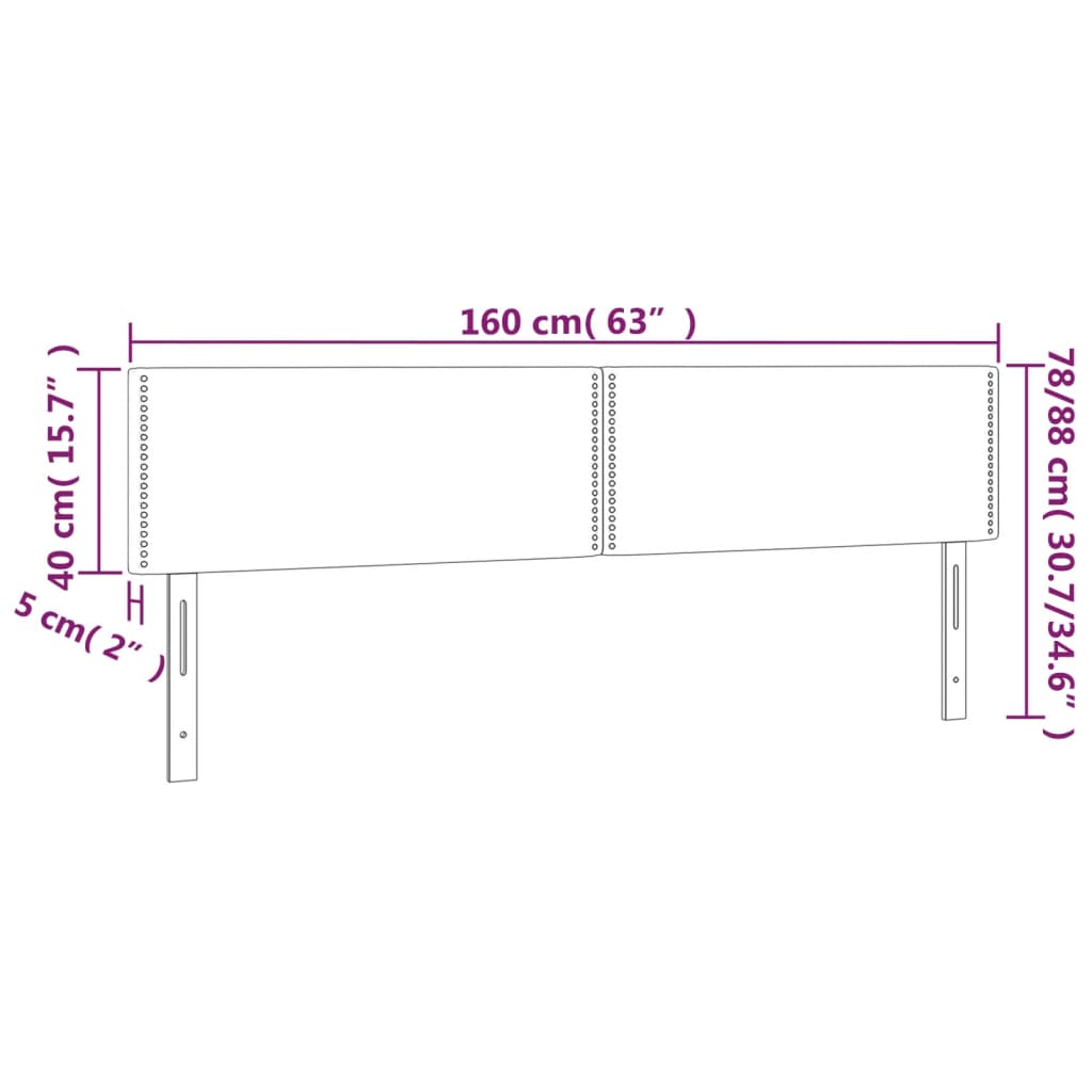 vidaXL Têtes de lit 2 pcs Noir 80x5x78/88 cm Tissu