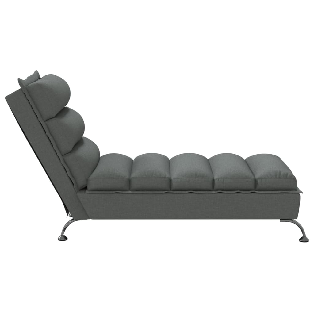 vidaXL Chaise longue avec coussins gris foncé tissu