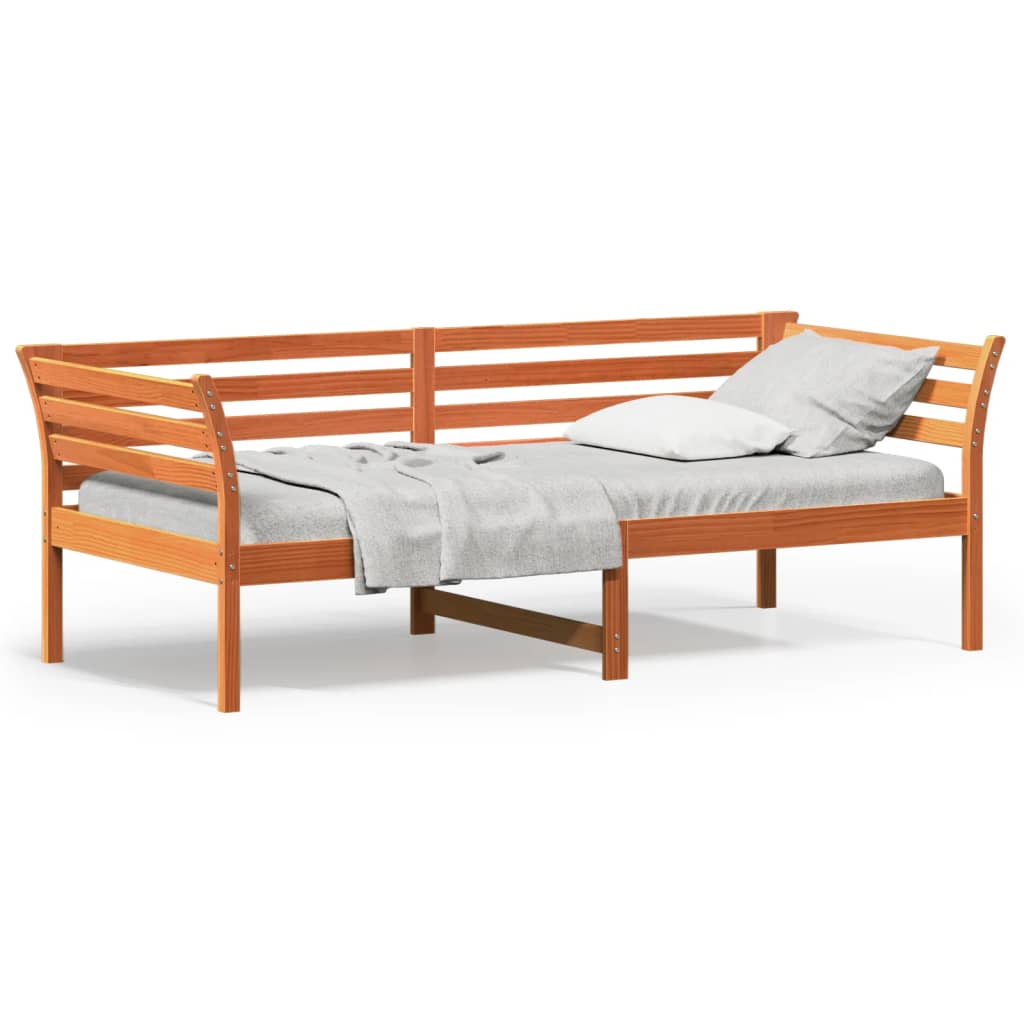 vidaXL Lit de jour sans matelas cire marron 90x200 cm bois pin massif