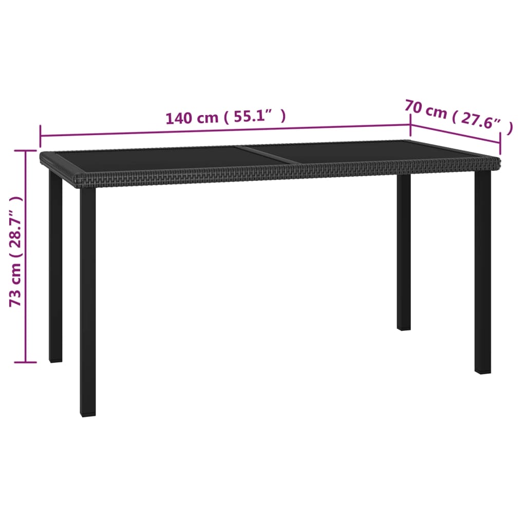 vidaXL Ensemble à manger de jardin 5 pcs Résine tressée Noir