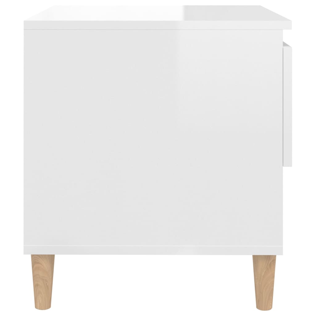vidaXL Table de chevet Blanc brillant 50x46x50 cm Bois d’ingénierie