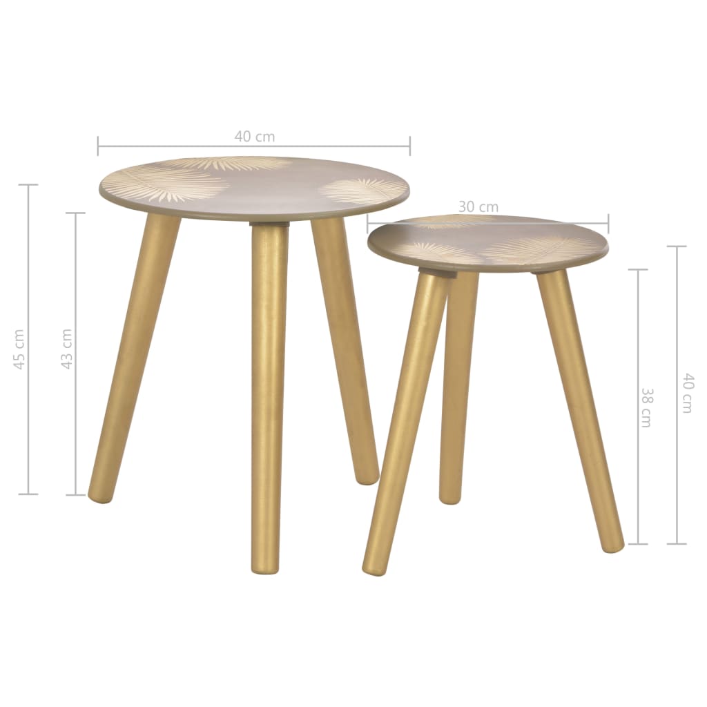 vidaXL Tables gigognes latérales 2 pcs Doré 40x45 cm/30x40 cm MDF