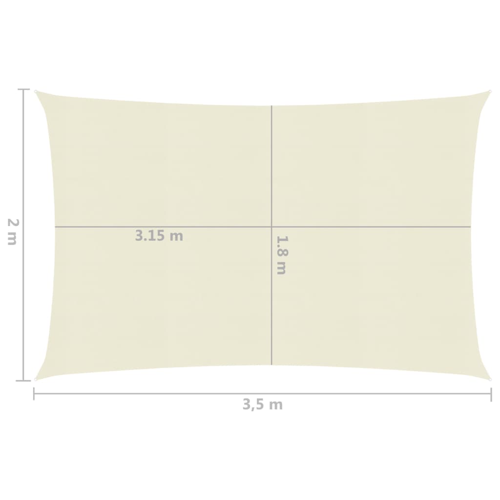 vidaXL Voile d'ombrage 160 g/m² Crème 2x3,5 m PEHD