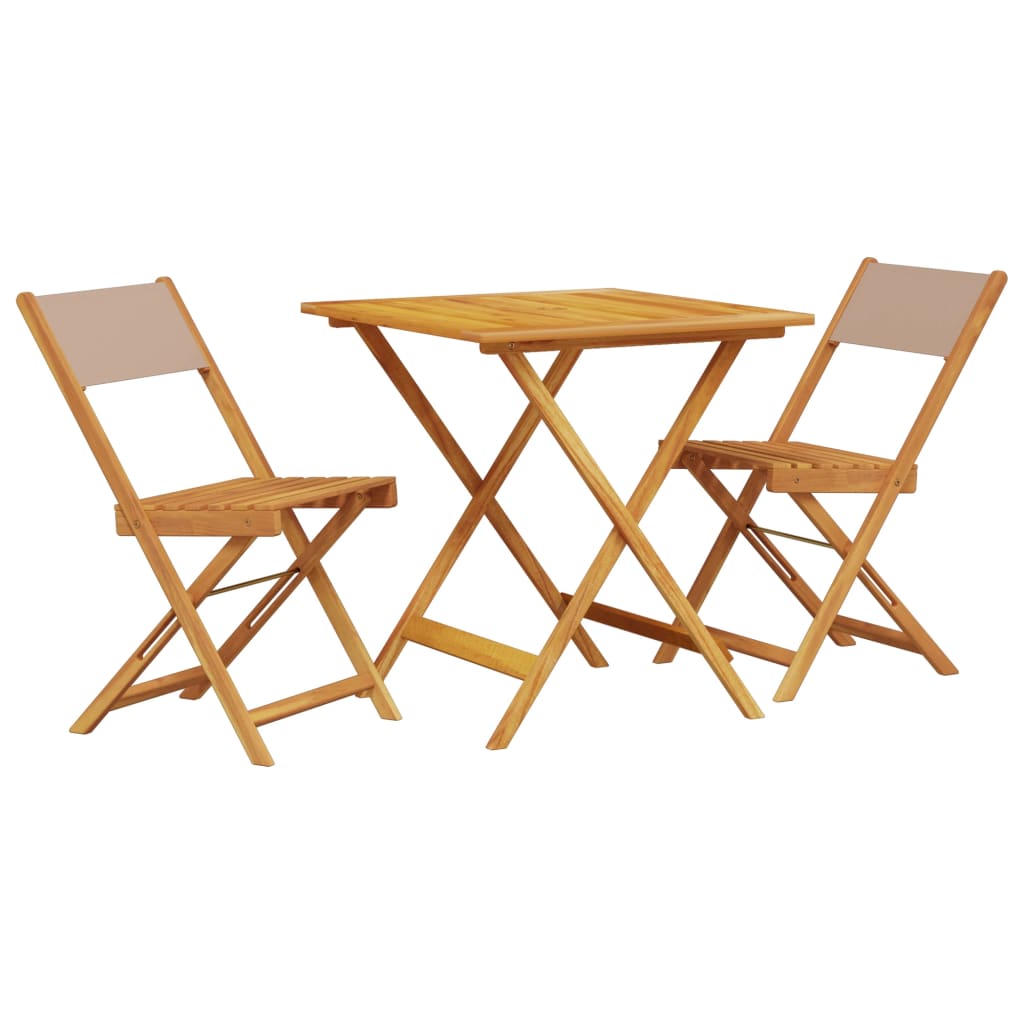 vidaXL Ensemble de bistro 3 pcs taupe tissu et bois massif