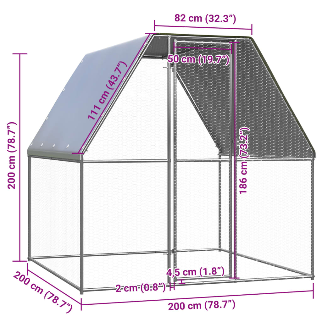 vidaXL Poulailler d'extérieur 2x2x2 m Acier galvanisé