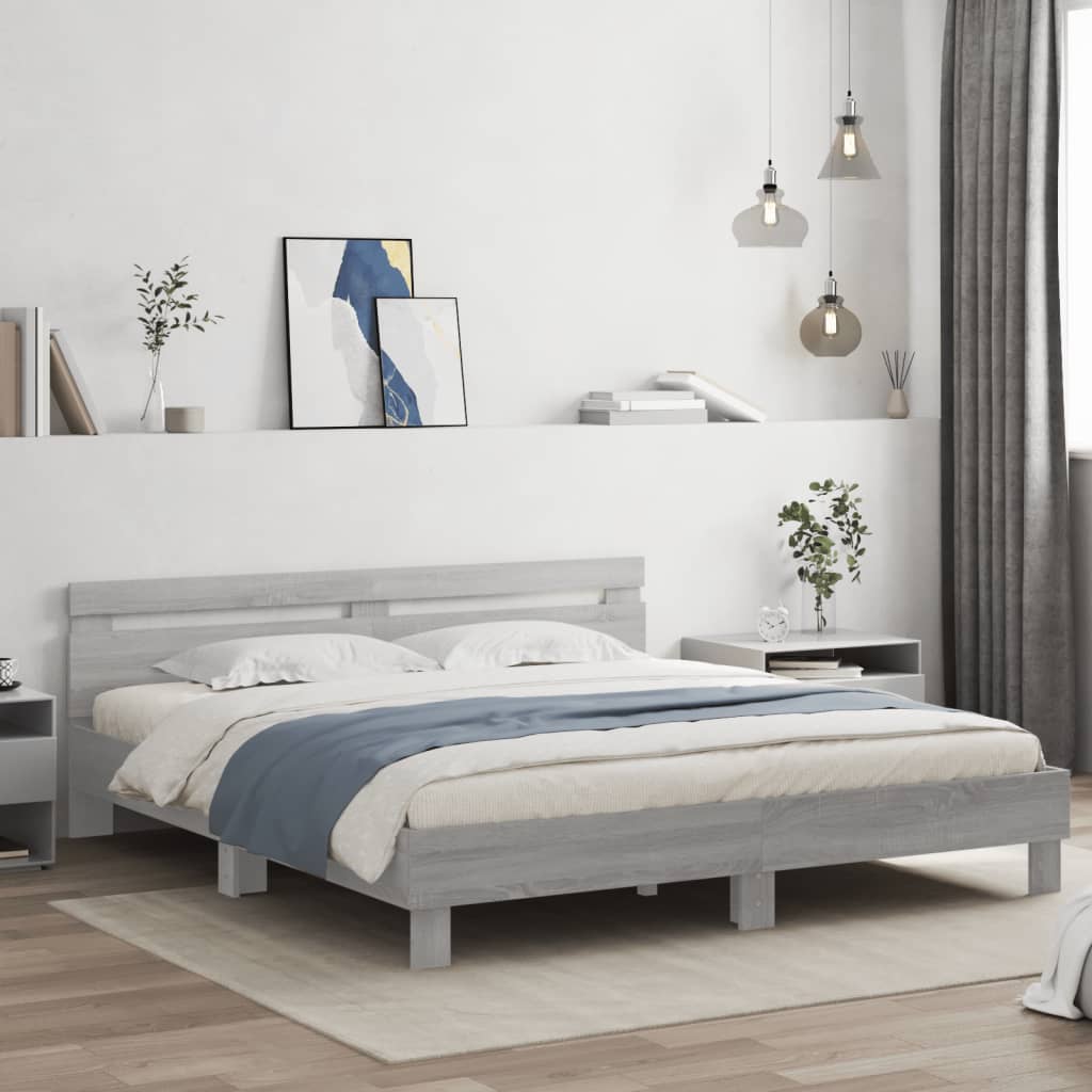 vidaXL Cadre de lit sans matelas sonoma gris 180x200 cm