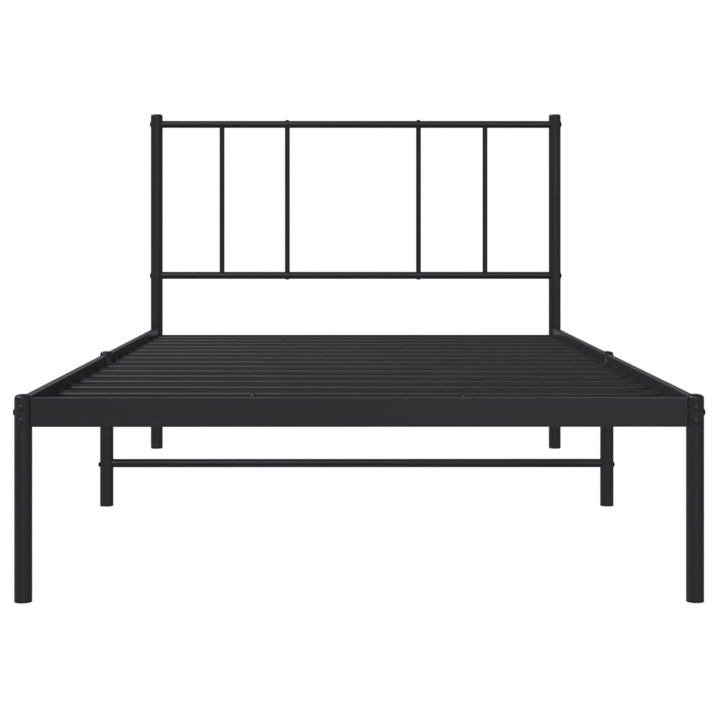 vidaXL Cadre de lit métal sans matelas avec tête de lit noir 100x190cm