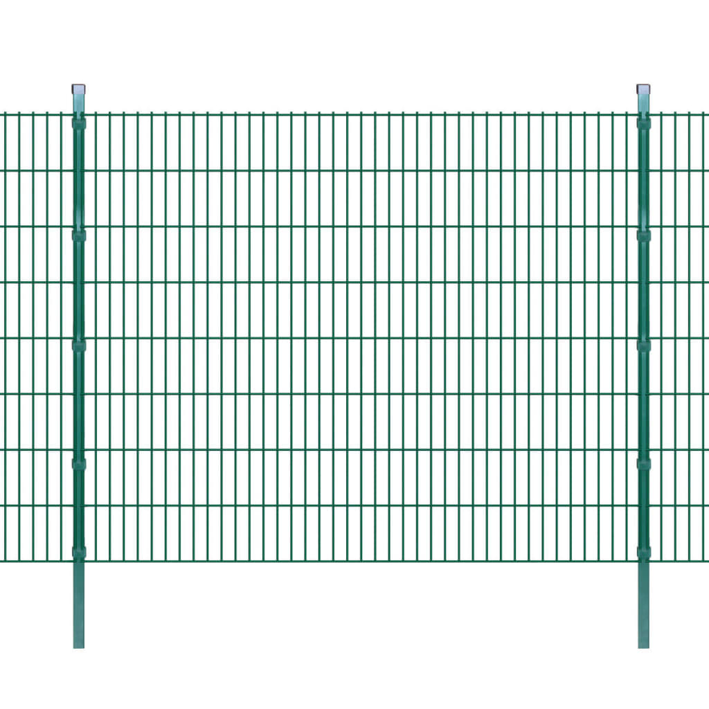 vidaXL Panneau de clôture 2D jardin avec poteaux 2008x1630mm 2m Vert