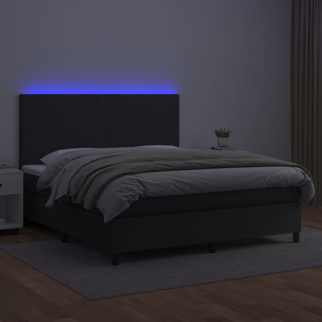 vidaXL Sommier à lattes de lit avec matelas et LED Noir 180x200 cm