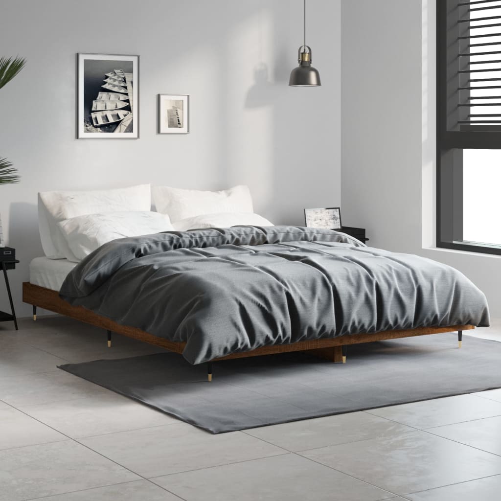 vidaXL Cadre de lit sans matelas chêne marron 140x190 cm