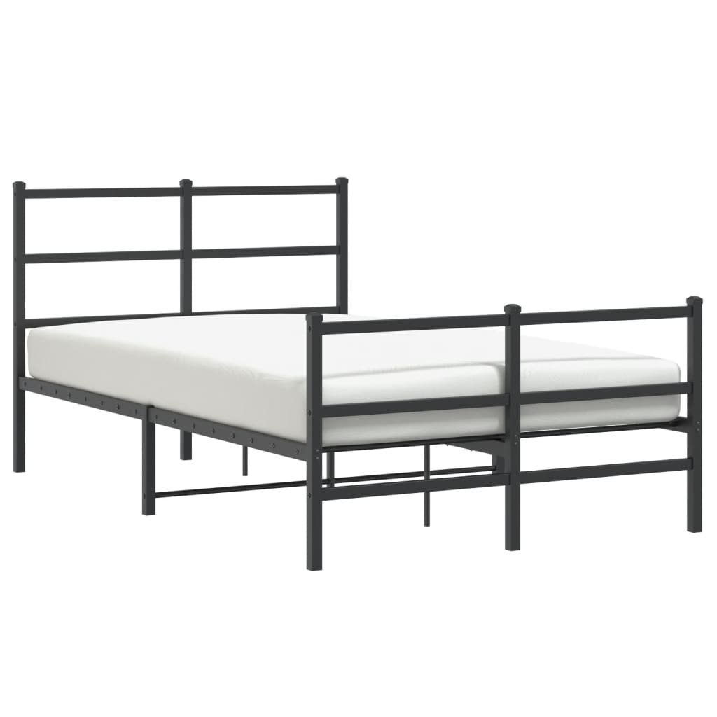 vidaXL Cadre de lit métal sans matelas avec pied de lit noir 120x190cm