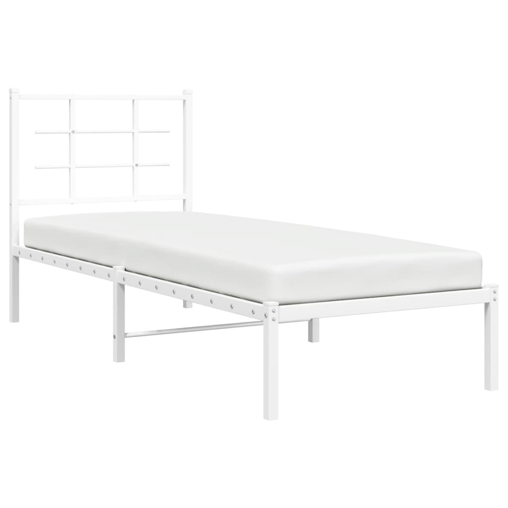 vidaXL Cadre de lit métal sans matelas avec tête de lit blanc 75x190cm