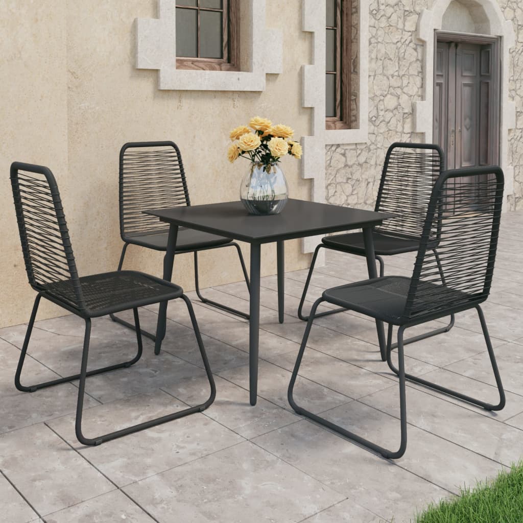 vidaXL Ensemble à manger de jardin 5 pcs PVC résine tressée noir