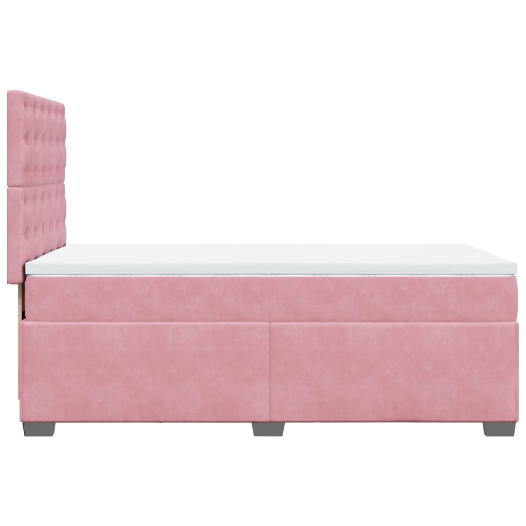 vidaXL Sommier à lattes de lit avec matelas Rose 100x200 cm Velours