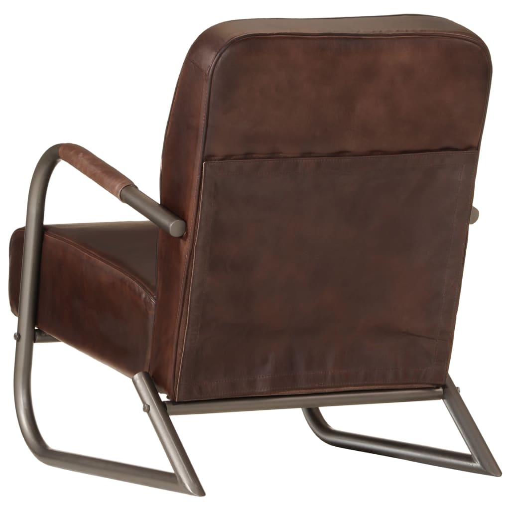 vidaXL Fauteuil marron cuir véritable