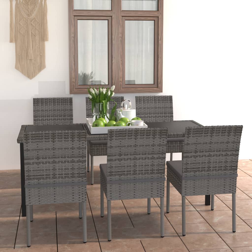 vidaXL Ensemble à manger de jardin 7 pcs Résine tressée Gris