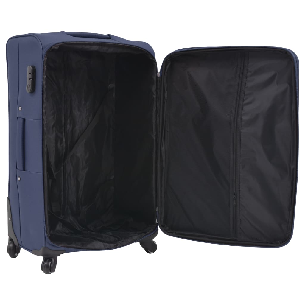 vidaXL Jeu de valises souples 3 pcs Bleu marine
