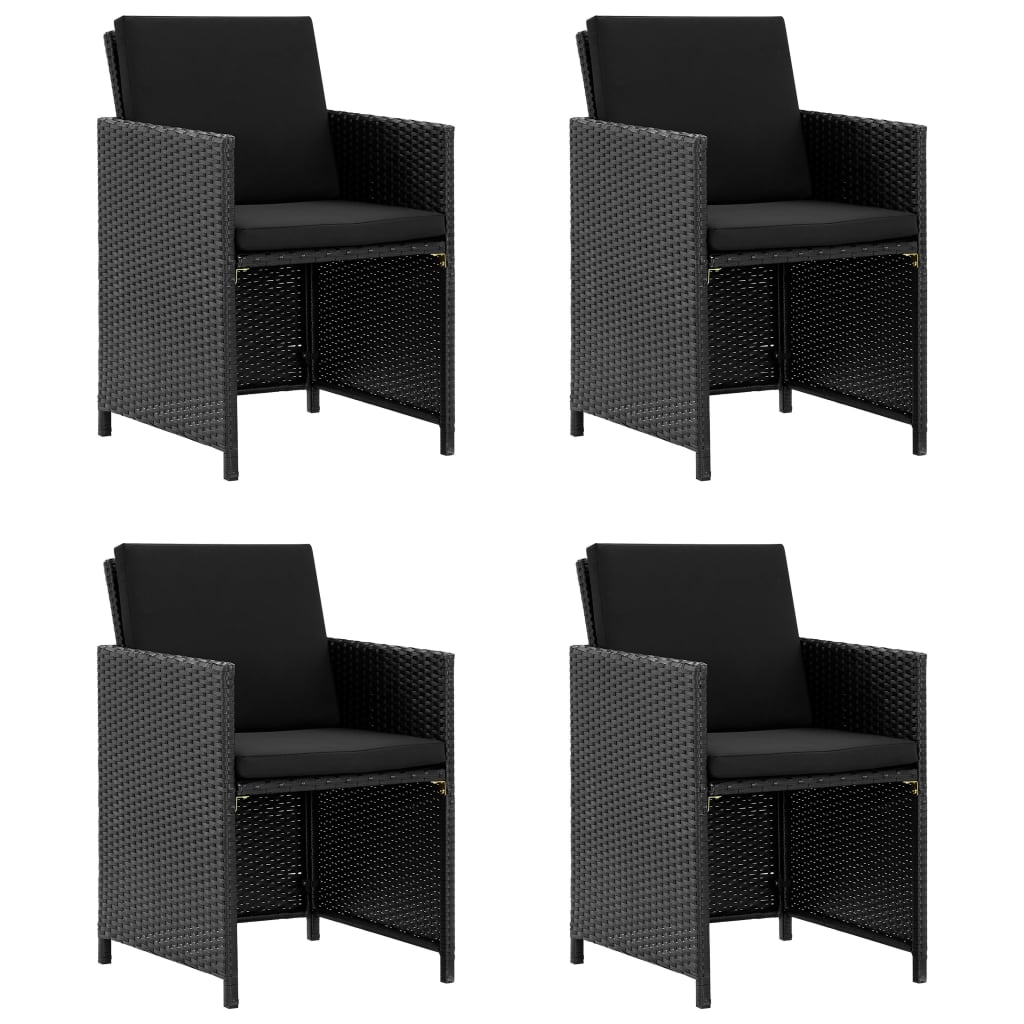 vidaXL Salon de jardin 5 pcs avec coussins Résine tressée Noir