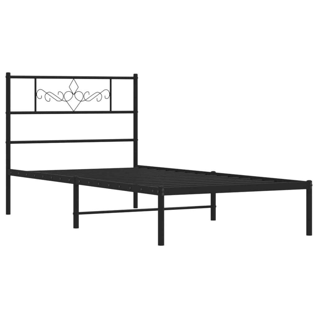 vidaXL Cadre de lit métal sans matelas avec tête de lit noir 100x190cm