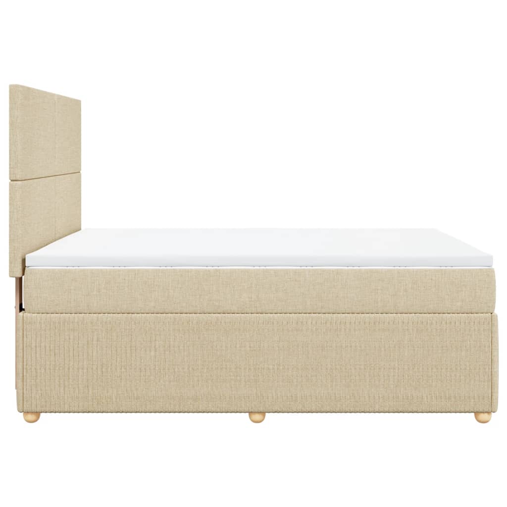 vidaXL Sommier à lattes de lit avec matelas Crème 140x190 cm Tissu