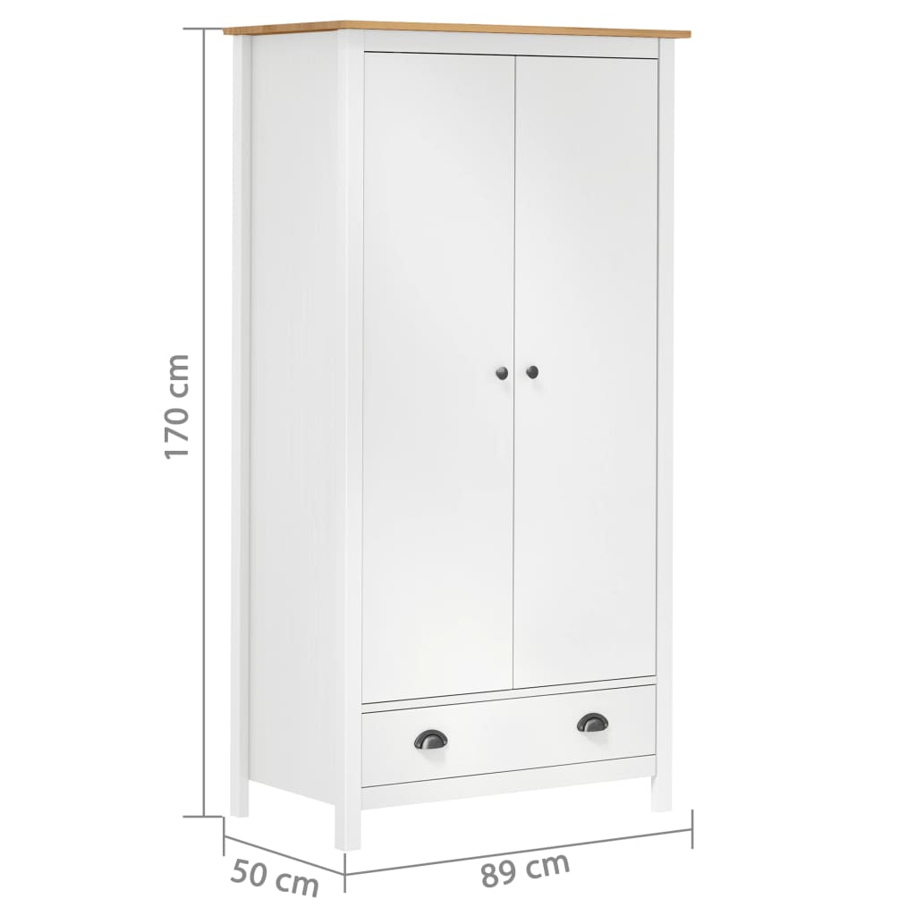 vidaXL Garde-robe à 2 portes Hill Blanc 89x50x170cm Bois de pin solide