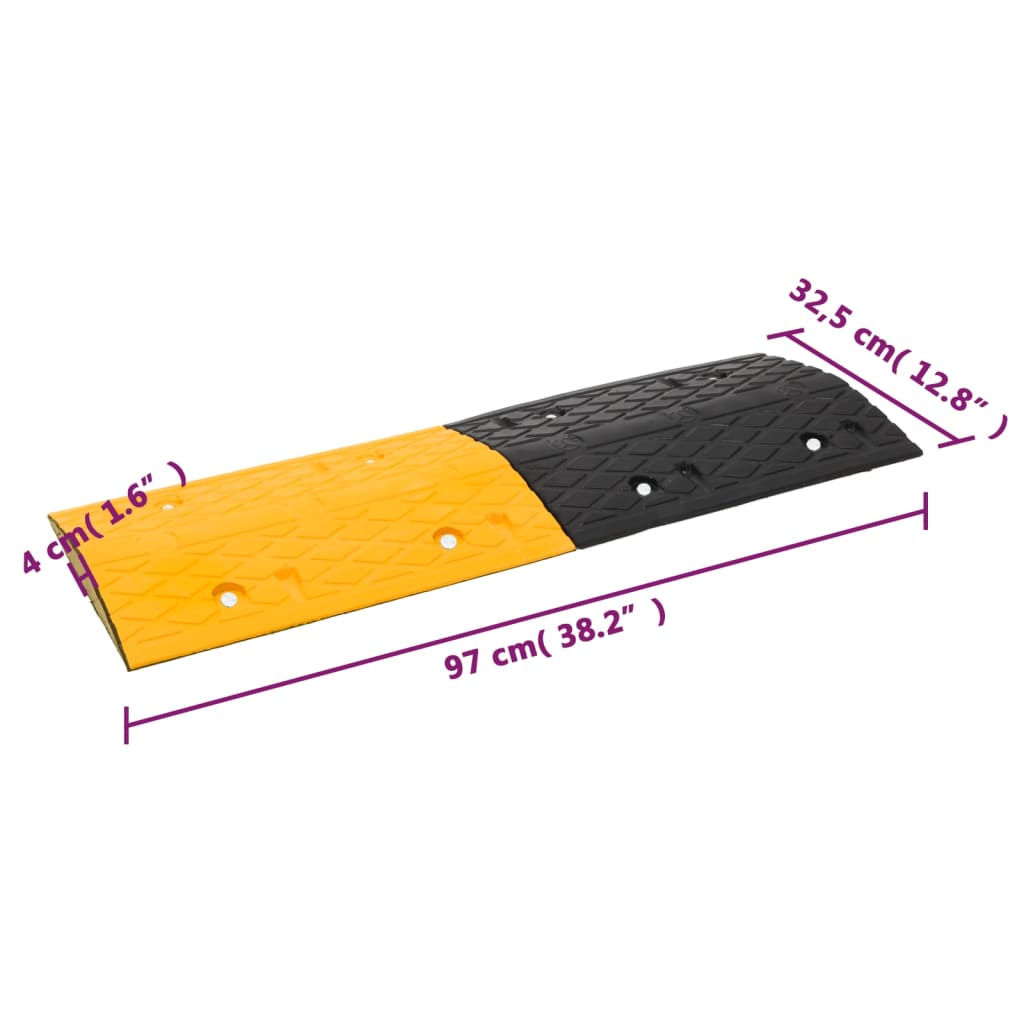 vidaXL Ralentisseur Jaune et noir 97x32,5x4 cm Caoutchouc