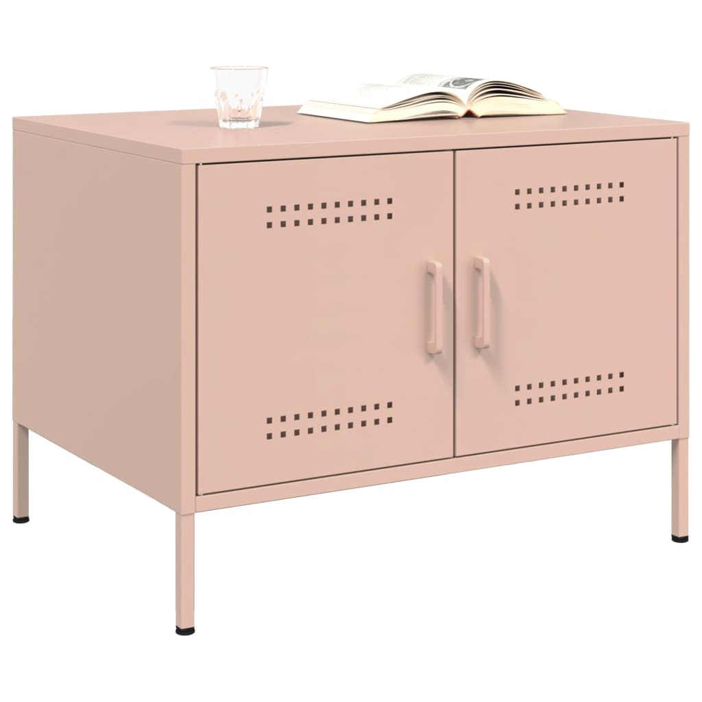 vidaXL Table basse rose 68x50x50,5 cm acier laminé à froid